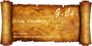 Ging Csombor névjegykártya